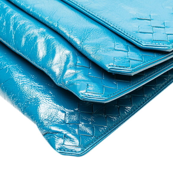 BOTTEGA VENETA Blue Leather Intrecciato Shoulder Bag - Picture 5 of 12